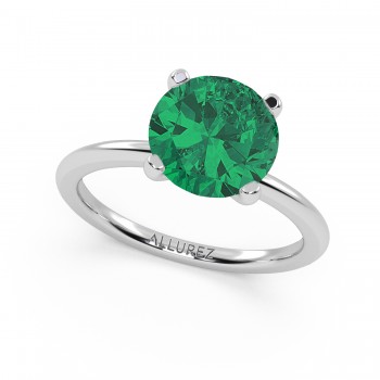Emerald Solitaire Engagement Ring 14K White Gold (3.00ct)