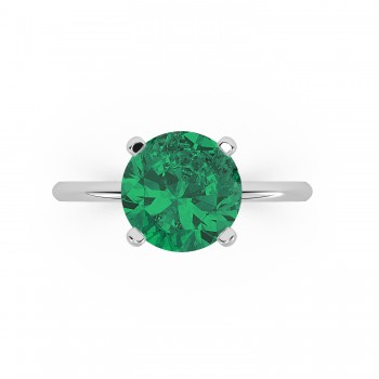 Emerald Solitaire Engagement Ring 14K White Gold (3.00ct)