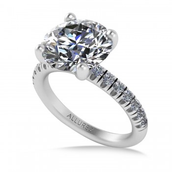 Round Moissanite Diamond Solitaire Engagement Ring 14K White Gold (3.92ct)