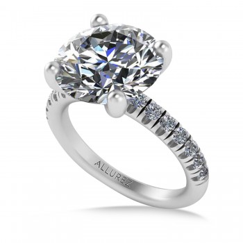 Round Lab Grown Diamond Solitaire Engagement Ring 14K White Gold (4.42ct)