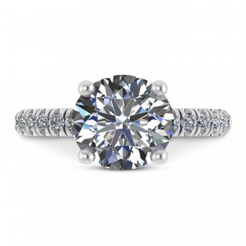 Round Moissanite Diamond Solitaire Engagement Ring 14K White Gold (4.42ct)