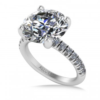 Round Moissanite Diamond Solitaire Engagement Ring 14K White Gold (5.42ct)