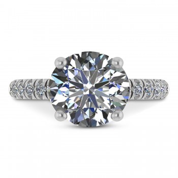 Round Moissanite Diamond Solitaire Engagement Ring 14K White Gold (5.42ct)