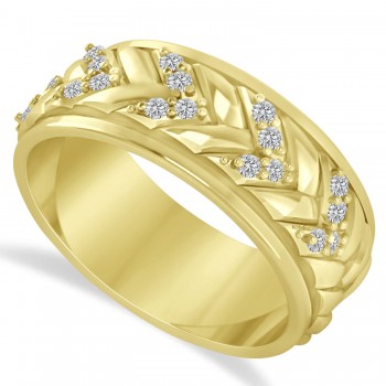 Men's Diamond Braided Band Eternity Ring 14k Yellow Gold (0.20ct)