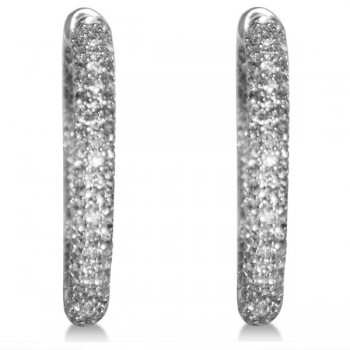 Diamond Accented Hoops Earrings in 14k White Gold (1.75ct)