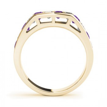Diamond and Amethyst Accented Wedding Band 14k Yellow Gold 1.20ct