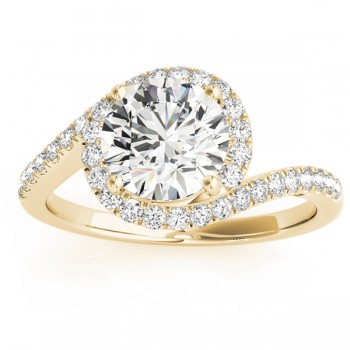 Lab Grown Diamond Halo Accented Engagement Ring Setting 14k Yellow Gold 0.26ct