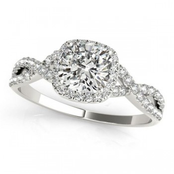 Twisted Cushion Moissanite Engagement Ring 14k White Gold (0.50ct)
