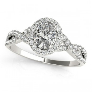 Twisted Oval Moissanite Engagement Ring 14k White Gold (0.50ct)