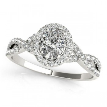 Twisted Oval Diamond Engagement Ring 14k White Gold (1.50ct)