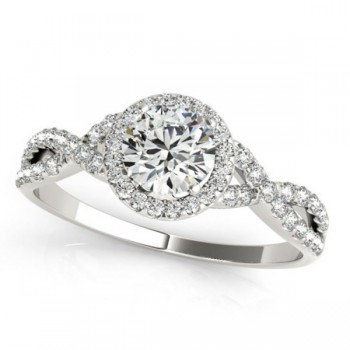 Twisted Round Diamond Engagement Ring 14k White Gold (0.50ct)