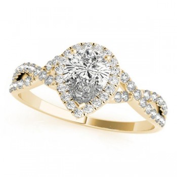 Twisted Pear Diamond Engagement Ring 14k Yellow Gold (1.00ct)