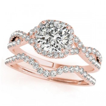 Twisted Cushion Moissanite Bridal Sets 14k Rose Gold (1.07ct)