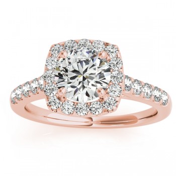 Halo Square Diamond Engagement Ring 14k Rose Gold (0.38ct)