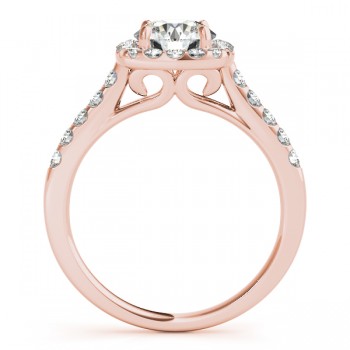 Halo Square Diamond Engagement Ring 14k Rose Gold (0.38ct)