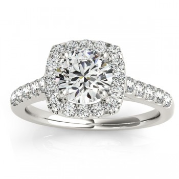 Halo Square Diamond Engagement Ring 14k White Gold (0.38ct)