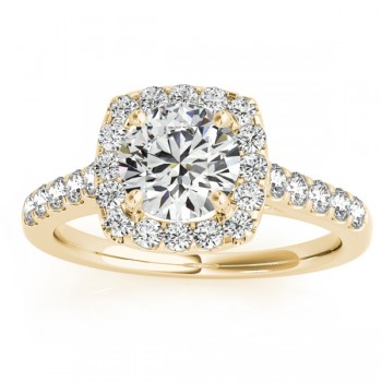 Halo Square Diamond Engagement Ring 14k Yellow Gold (0.38ct)