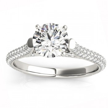 Diamond Accented Engagement Ring Setting 14K White Gold (0.52ct)