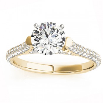 Diamond Accented Engagement Ring Setting 14K Yellow Gold (0.52ct)
