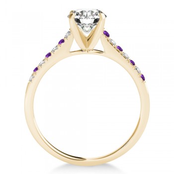 Diamond & Amethyst Single Row Engagement Ring 14k Yellow Gold (0.11ct)