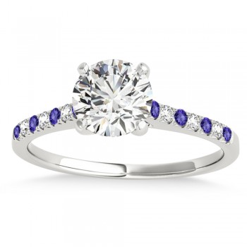 Diamond & Tanzanite Single Row Engagement Ring 14k White Gold (0.11ct)