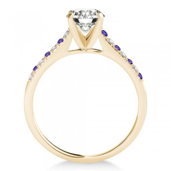 Diamond & Tanzanite Single Row Engagement Ring 18k Yellow Gold (0.11ct)