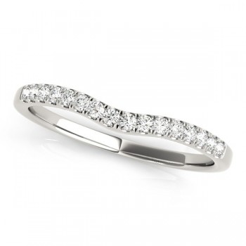 Diamond Contoured Wedding Band 14k White Gold (0.12ct)