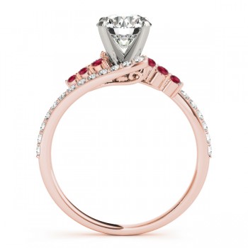 Diamond & Ruby Bypass Engagement Ring 18k Rose Gold (0.45ct)
