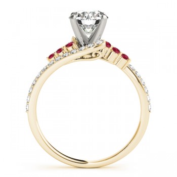 Diamond & Ruby Bypass Engagement Ring 18k Yellow Gold (0.45ct)