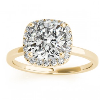 Cushion Diamond Halo Engagement Ring 14k Yellow Gold (0.15ct)