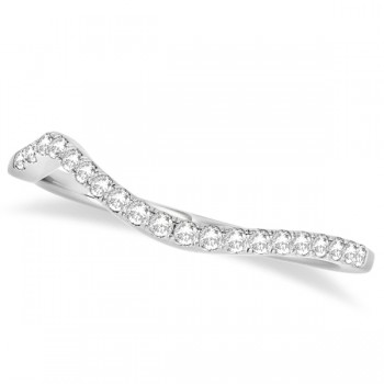 Diamond Semi Eternity Contoured Wedding Band 14k White Gold (0.13ct)