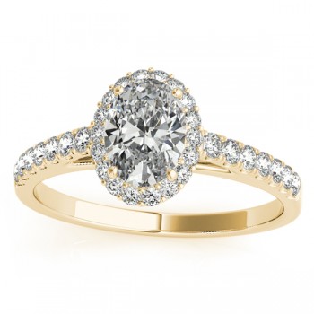 Lab Diamond Halo Oval Shape Engagement Ring 14k Yellow Gold (0.26ct)