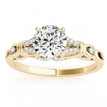 Diamond Antique Style Engagement Ring Setting 14k Yellow Gold (0.14ct)