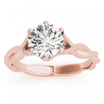 Diamond 6-Prong Twisted Engagement Ring Setting 14k Rose Gold (.11ct)