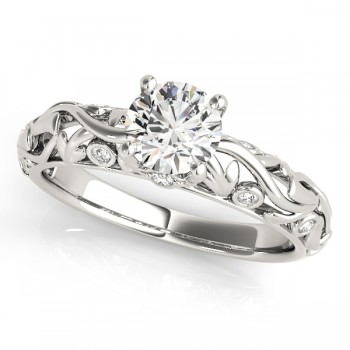 Diamond Antique Style Engagement Ring 14k White Gold (0.68ct)