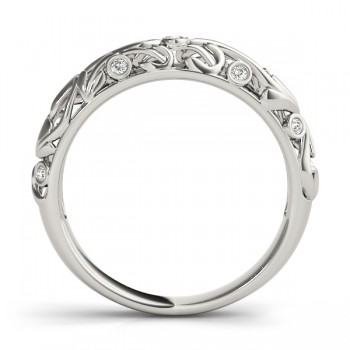 Diamond Antique Style Wedding Band 14k White Gold (0.07 ctw)