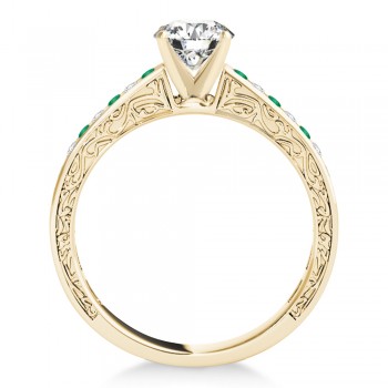 Emerald & Diamond Channel Set Engagement Ring 14k Yellow Gold (0.42ct)