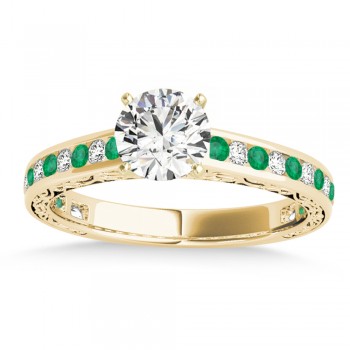 Emerald & Diamond Channel Set Engagement Ring 18k Yellow Gold (0.42ct)