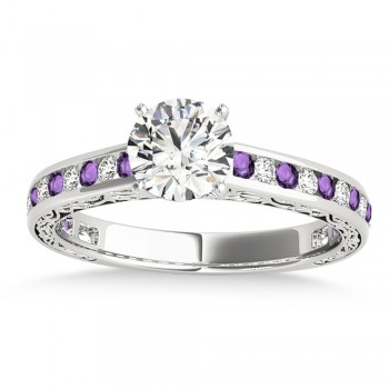 Amethyst & Diamond Twisted  Bridal Set 14k White Gold (0.87ct)