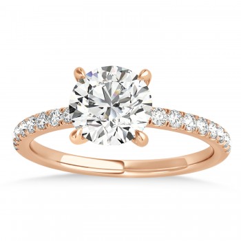 Diamond Single Row Hidden Halo Engagement Ring 18k Rose Gold (0.25ct)