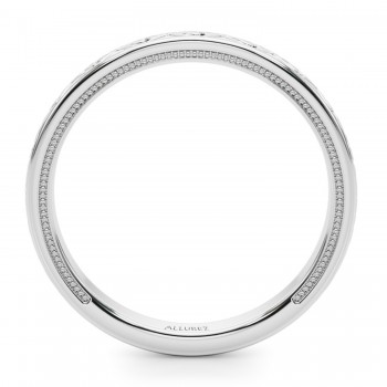 Vintage Style Heart Engraved Wedding Band Ring 14K White Gold