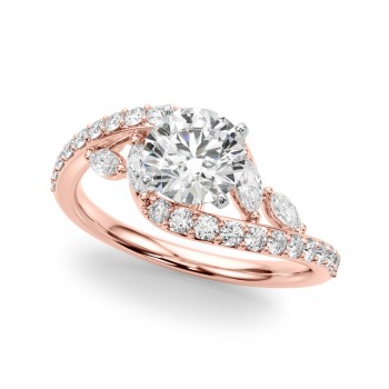 Swirl Design Lab Grown Diamond & Marquise Engagement Ring 18K Rose Gold (0.63ct)
