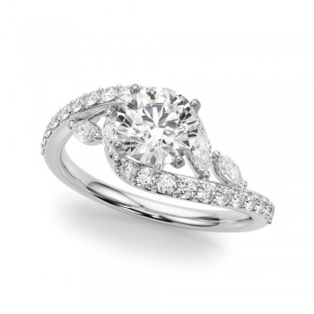 Swirl Design Lab Grown Diamond & Marquise Engagement Ring 18K White Gold (0.63ct)