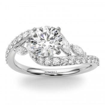 Swirl Design Lab Grown Diamond & Marquise Engagement Ring in Platinum (0.63ct)