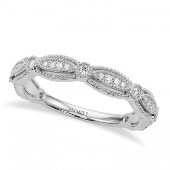 Antique Style Lab Grown Diamond Wedding Ring Band 14K White Gold (0.20ct)