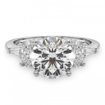 Round Lab Grown Diamond Engagement Ring 14K White Gold (4.18ct)