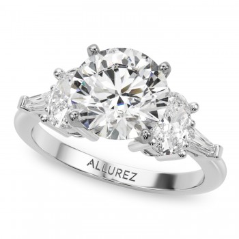 Round Lab Grown Diamond Engagement Ring in Platinum (4.18ct)