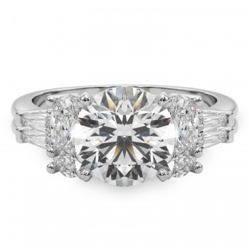 Round Moissanite Diamond Engagement Ring Bridal Set 14K White Gold (4.93ct)