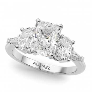 Radiant Moissanite Diamond Engagement Ring Bridal Set 14K White Gold (4.93ct)