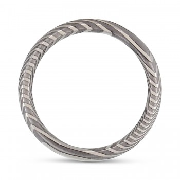 Damascus Steel Half Round Patterned Wedding Band (6mm)